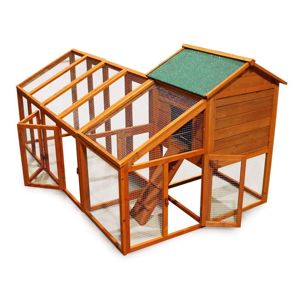 WilTec Chicken coop & run hen house poultry cage nest box rabbit hutch with flexible free run layout