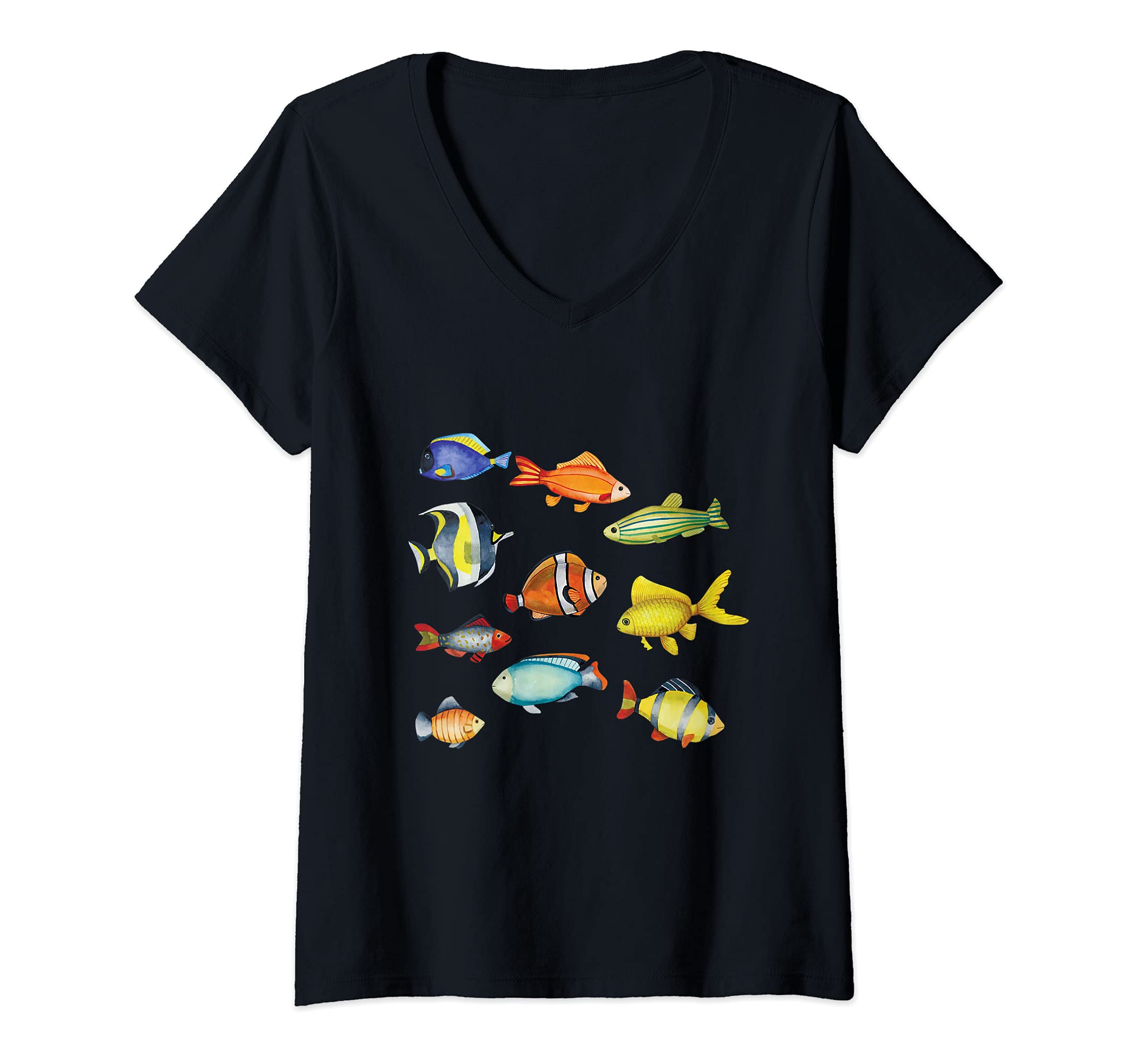 Womens Aquarium Fish Aquarist Aquariums Aquaristic Goldfish Animal V-Neck T-Shirt