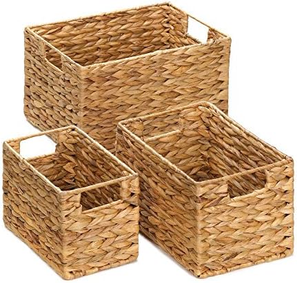 Rectangular 3 Piece Woven Hyacinth Nesting Basket Set