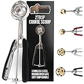GORILLA GRIP Stainless Steel Cookie Scoop for Baking, 2 TBSP, Multipurpose Melon Baller, Meatball Spring Scoops, Perfect Port