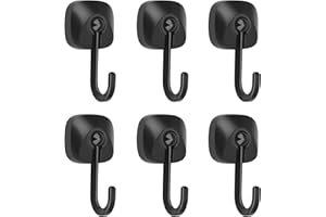 Ridegeek Magnetic Hooks, Heavy Duty Neodymium Magnet Hook 40LBS with Rust Proof for Indoor Outdoor Hanging,Refrigerator,Grill,Kitchen,Key Holder,Black,Pack of 6