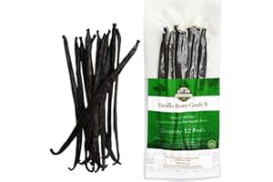 12 Tahitian Vanilla Beans Bulk for Making Vanilla Extract, Whole Vanilla Beans Extract Grade 4-5 inches, Perfect Homemade Ext