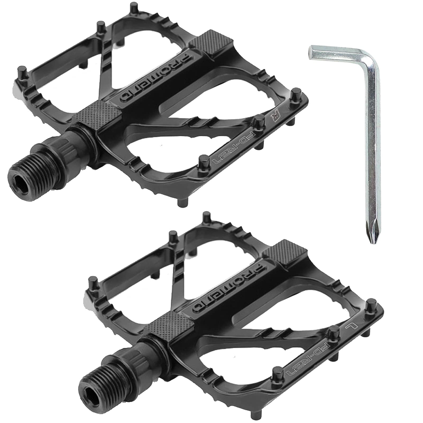 WDong Bike Pedals Mountain Cycling Bike Pedals Aluminum Alloy DU Bearing 9/16" Mountain Bike Pedals Anti-skid Durable Stable Road Bike Hybrid Pedals for Mountain Bike BMX with Free Installation Tool