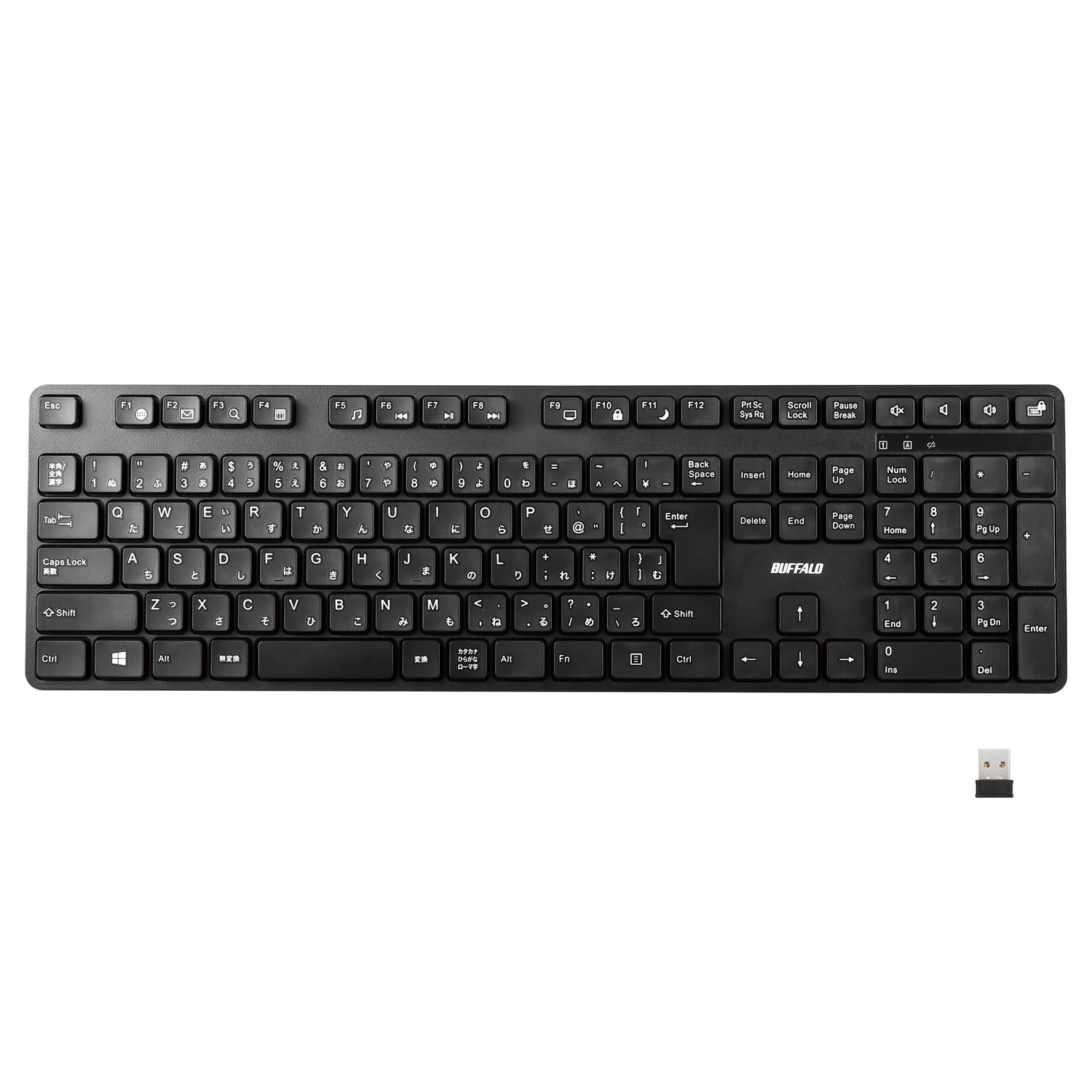 バッファロー BUFFALO ワイヤレス 無線 静音フルキーボード 高耐久 電池長持ち リモート テレワーク 疲れにくいデザイン 簡単接続 安心サポート BSKBW325BK商品画像