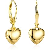 Peasimy Heart Dangle Earrings for Women Silver Leverback Love Heart Dangle Drop Earrings for Jewelry