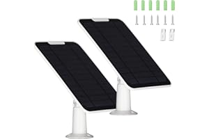 OMIENTION 5V 6W Solar Panels for Security Cameras - Compatible with Eufycam and Arlo Essential Spotlight/XL Spotlight Camera - Includes Micro USB Port, USB-C Adapter, and 9.8ft/3m Charging Cord 2-Pack