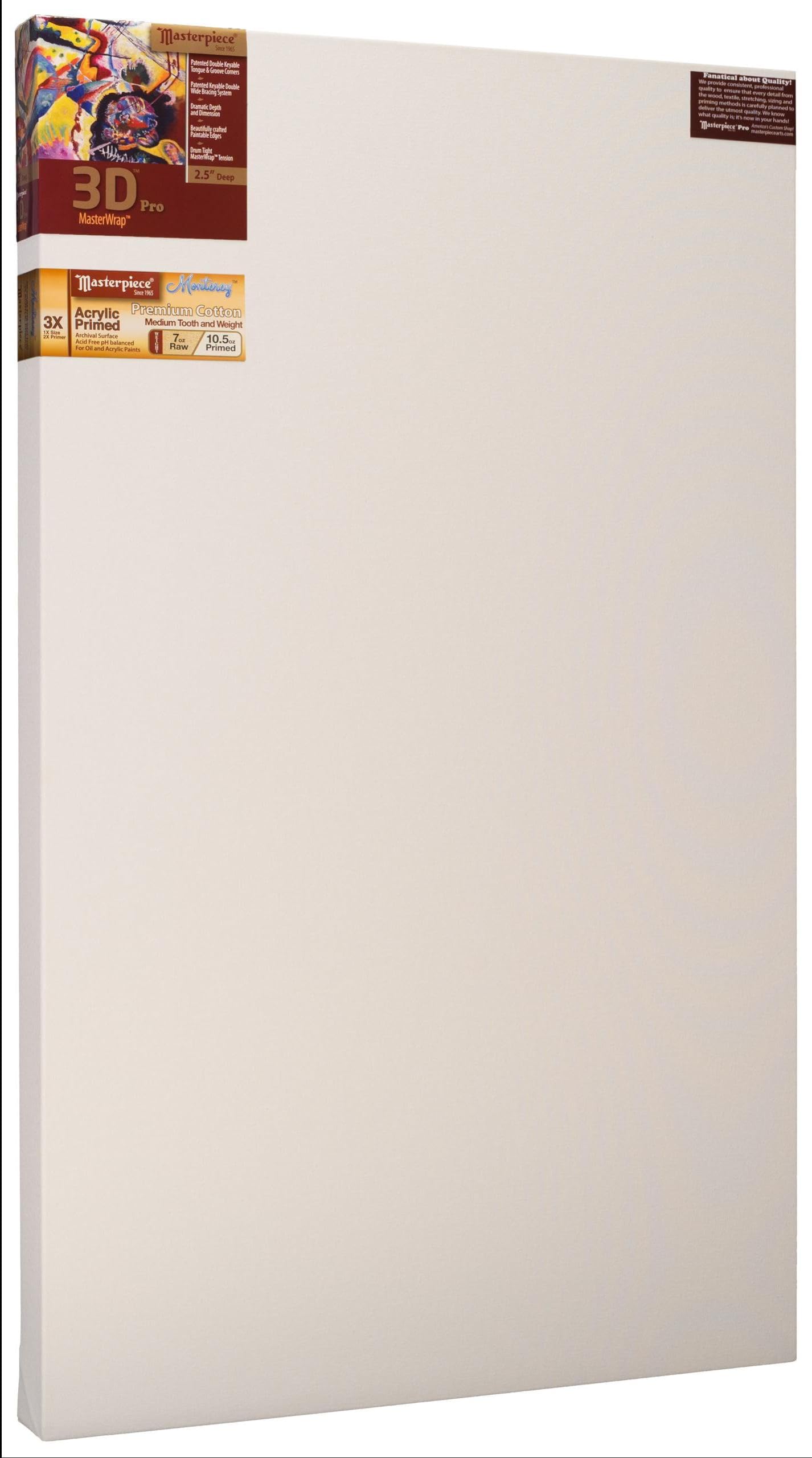 Photo 1 of MASTERPIECE Z1DM-5697 3D Pro 2.5" Deep Monterey 10.5 oz Cotton Medium Texture Stretched Canvas 56" x 97" White (Damage as pictured)!!,