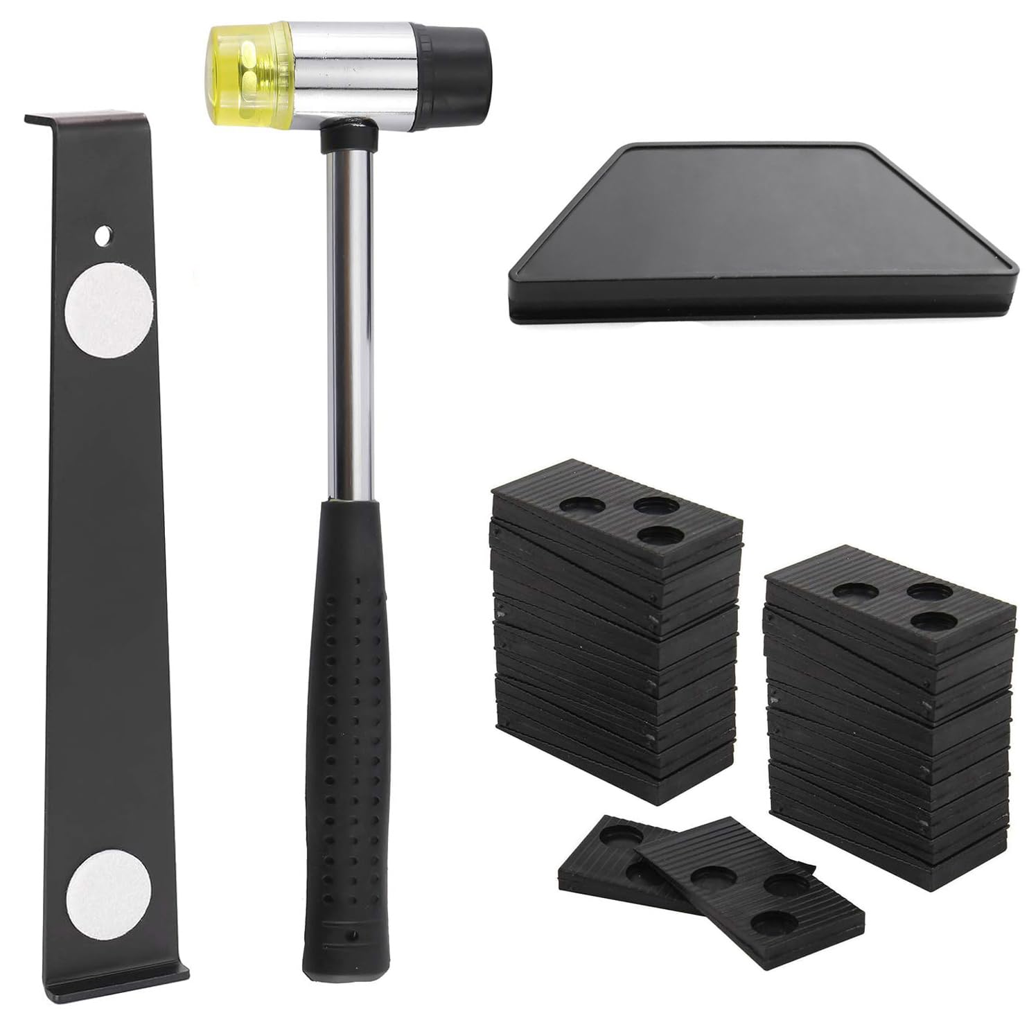 Sliva Laminate Wood Flooring Installation Kit with 40 Spacers, Mallet, Block and Pull Bar