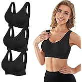 YADIFEN Womens Sports Bras, 3/4/6 Pack Wireless Comfortable Seamless Sleep Yoga Sports Bras for Women with Removable Pads