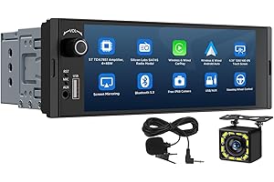 Eonon Single DIN Car Stereo with ST TDA7851 Amp, FM/AM Radio(Silicon Labs SI4745 Chip), CarPlay & Android Auto, Bluetooth 5.3