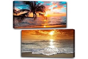OFRKE 2 Pack Diamond Painting Kits，Large 5D DIY Sunset Diamond Painting Kits for Adults，DIY Full Drill Crystal Rhinestone Arts and Crafts，Beach Gem Art Painting with Diamond for Home Wall Decor (28X16inch)