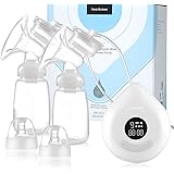 Real Bubee Breast Pumps Double Electric Breast Feeding Pump, Hospital Grade Portable Strong Suction Power with 3 Modes & 9 Le