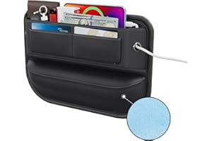 Wanfuder Car Seat Gap Filler Leather Car Box Seat Organizer and Storage Automotive Accessories with Pockets- Front Seats Car Adjustable Gap Filler for Phones, Glasses, Keys, Cards-1 Pack1