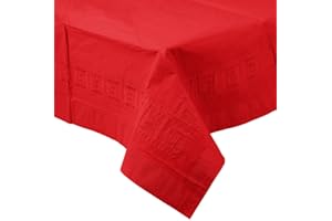 Perfectware Table Covers Red-3 Disposable Table Covers Red 2-Ply Tissue and 1-Ply Poly, 0.1" Height, 108" Width, 54" Length (Pack of 3),Red- Paper Tablecover