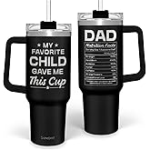 SANDJEST Dad Gift from Daughter, 40oz Stainless Steel Insulated Coffee Tumbler With Lid & Straw, Travel Cup Gift for Dad, Christmas Birthday Father's Day