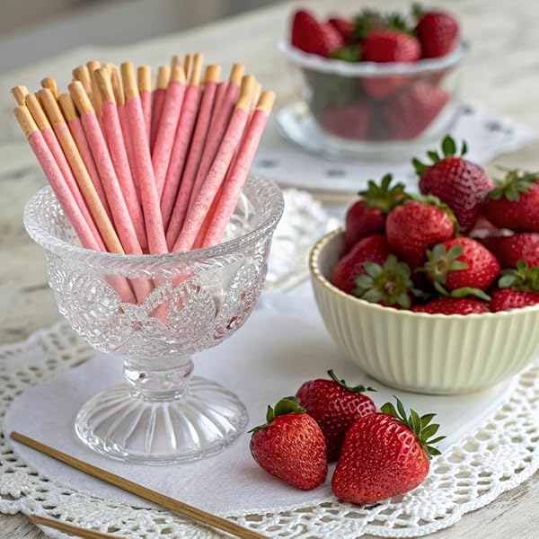 GLICO POCKY, STRAWBERRY CREAM COVERED BISCUIT STICKS (9 INDIVIDUAL BAGS), 3.81 OZ