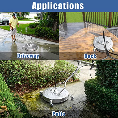 janz 24" Pressure Washer Surface Cleaner with 4 Wheels,Dual Handle