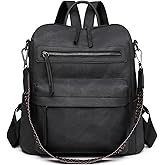 Puwuzixi Backpack Purse for Women, PU Leather Backpack Purse, Multiple Pockets Anti Theft Back pack with Adjustable Straps, Women Shoulder Bag for Daily Work Travel, Black