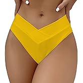 Leoparts Women's V Cut High Waisted Bikini Bottom Ribbed High Cut Cheeky Swimsuit Bathing Suit Bottoms