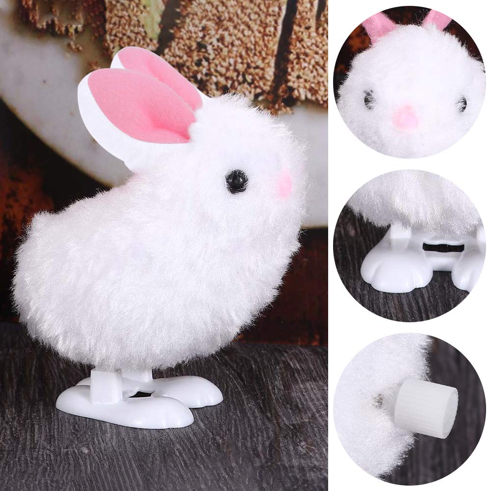 3 otters Wind Up Toy, Easter Toy Wind-Up Jumping Rabbit Plush Rabbits Toys Novelty Toys for Party Favors , White and Pink, 12 PCS