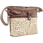 Myra Bag Western Leather Shoulder Bag for Women - Upcycled Crossbody Handbag Brown