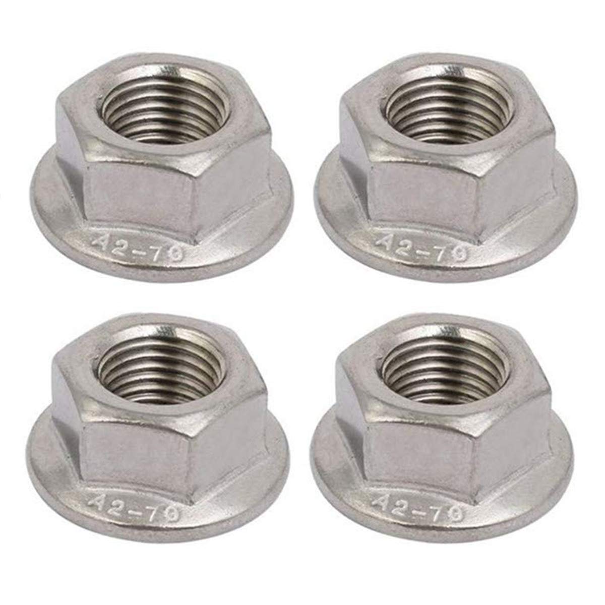 Photo 1 of 4pcs M12 x 1.25mm Pitch Metric fine Pitch 304 Stainless Steel Hexagonal Flange Nuts