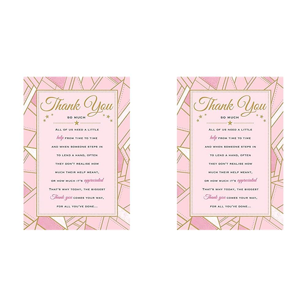 Piccadilly Greetings Heartfelt Wishes Sentimental Thank You Card - 9 x 6 inches - Regal Publishing,Yellow (Pack of 2)