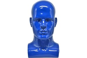 MIAOMANZI PVC Mannequin Head Black Male Manikin Dummy Stand Model Display Hat Scarf Wigs Hair Glasses Hat Beauty Styling Tool (blue)