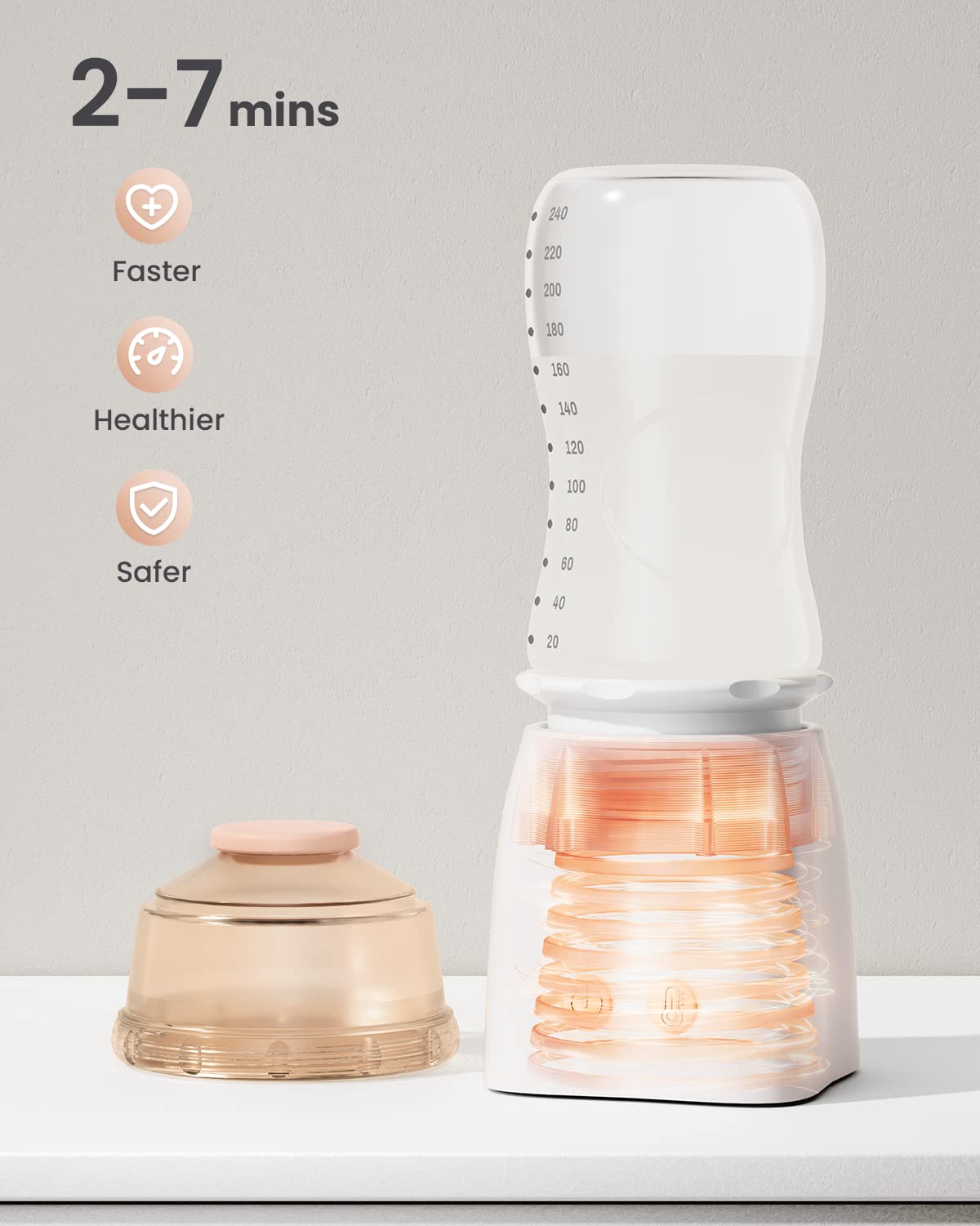 Hopebig Bottle Warmer, Portable Bottle Warmer with Glass Bottle, Rechargeable Baby Bottle Warmer, Travel Bottle Warmer for Breastmilk or Formula