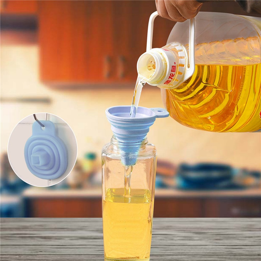 Silicone Funnel 2 Style Foldable and Durable Mini Funnel for Liquid Transfer Collapsible Funnel(Set of 4)