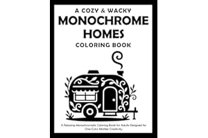 A Cozy & Wacky Monochrome Homes Coloring Book: A Relaxing Monochromatic Coloring Book for Adults Designed for One-Color Marke