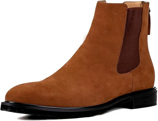 Amazon One Max ブーツ メンズ 本革スエード サイドゴア ジッパー チェルシーブーツ ストレートチップ ショートブーツ ビジネス ブーツ 男 靴 秋冬 防水 防滑 シューズ One Max ブーツ