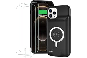 SNRONEW Battery Case for iPhone 12 Pro Max, 10800mAh High Capacity Rechargeable Smart Portable Charger Case Extended Battery Pack with iPhone 12 Pro Max (6.7 inch) Wireless Charging Case Support Carplay-Black