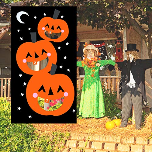YOBAYE Halloween Toss Game Pumpkin Bean Bag Toss Games with 3pcs Bean Bags for Kids Party Halloween Decorations