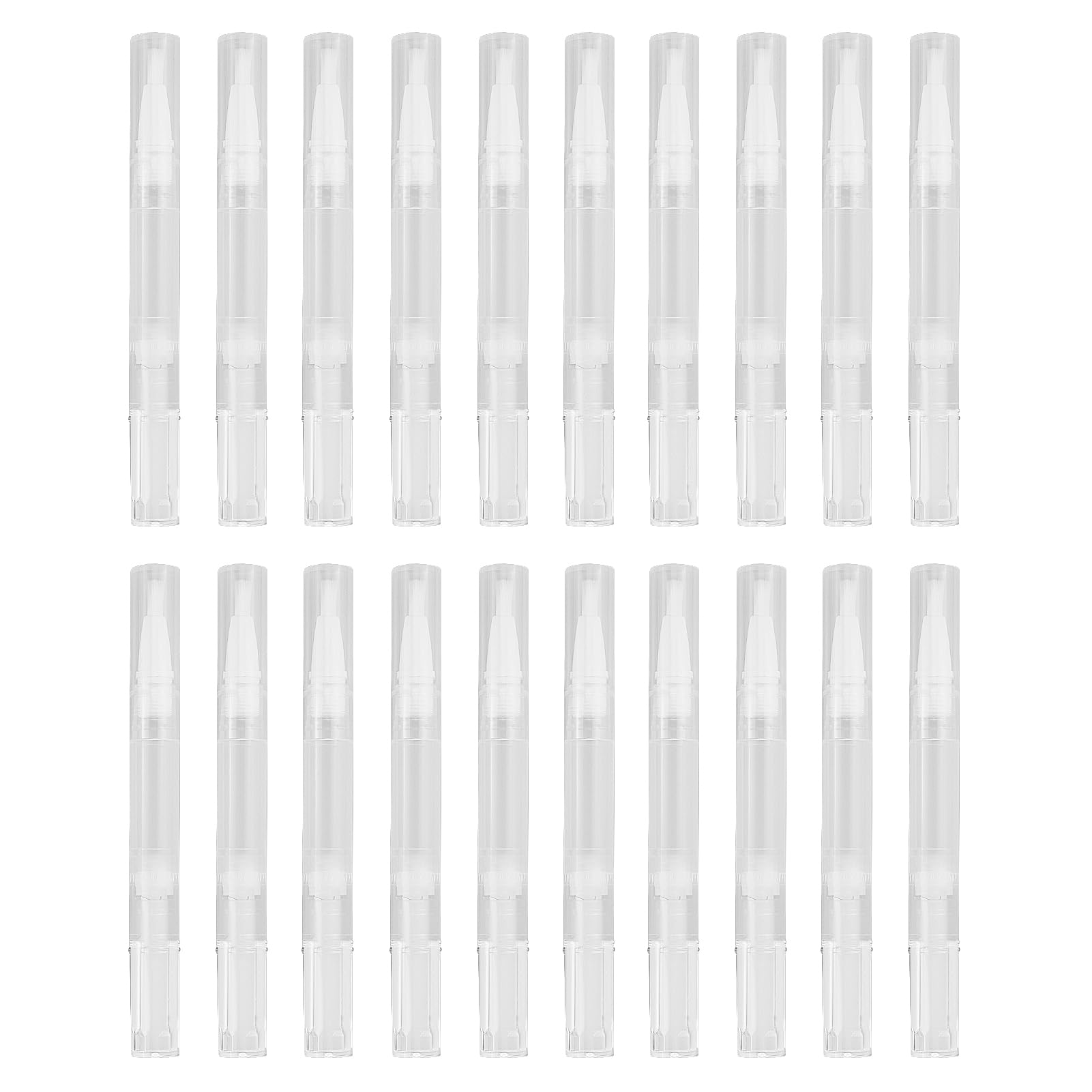 20pcs Transparent Screw Pens, 3ml Nail Oil Pen with Brush Tip, Empty Cuticle Oil Pen Cosmetic Container Applicators for Refillable Lip gloss, Nail Polish, Eyelash Growth Liquid Tube etc