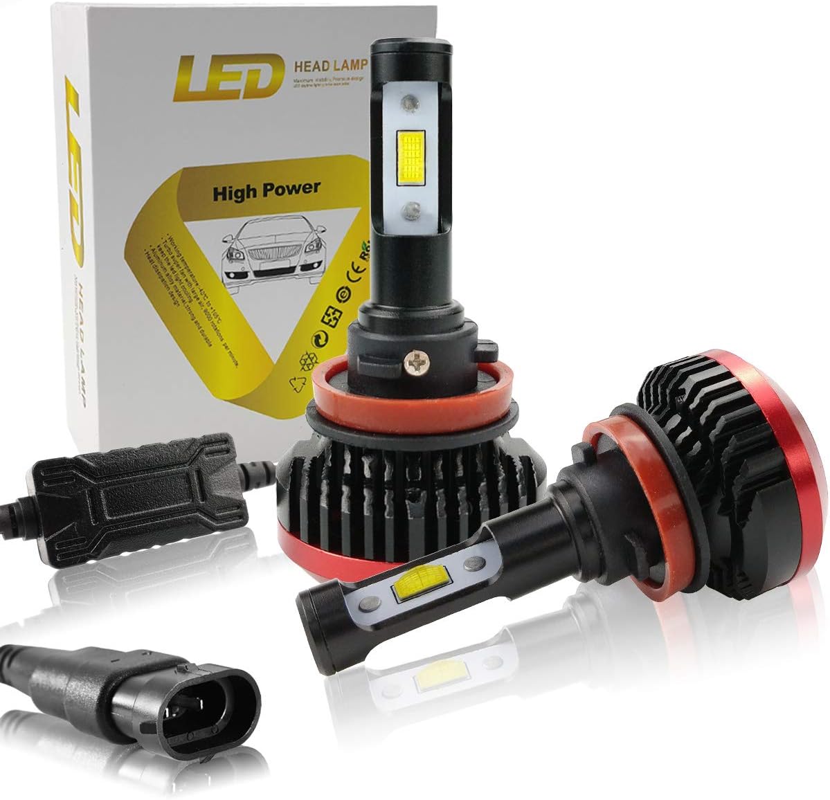 Amazon Com Livtee Led Headlight Bulbs Conversion Kit 9006 Hb4 8000lm 6000k Cool White Hi Lo Beam Fog Light Bulbs Pack Of 2 Automotive