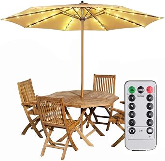 Patio Led Umbrella String Lights Parasol String Lights With Remote Control Umbrella Lights Battery Operated Outdoor Lighting For 8ft 10ft Patio Umbrellas Outdoor Use Camping Tents Warm White Amazon Co Uk Lighting