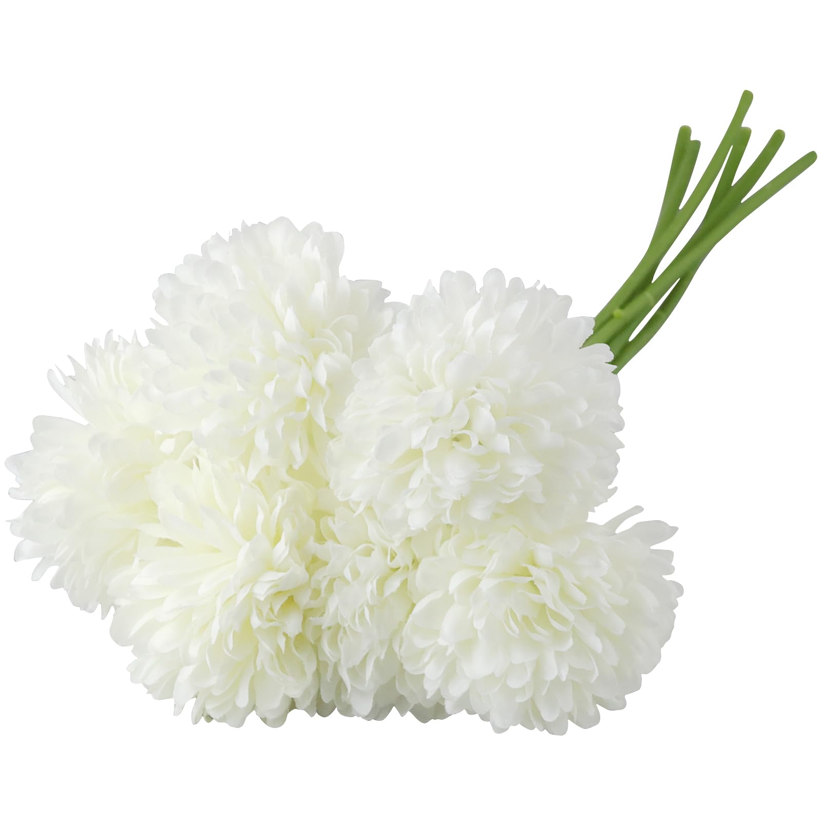 HXMJIED 6Pcs Artificial Hydrangea, White Silk Chrysanthemum Small Ball Flowers, False Flowers, White Hydrangea for Home Garden Decoration, Bridal Wedding Bouquets