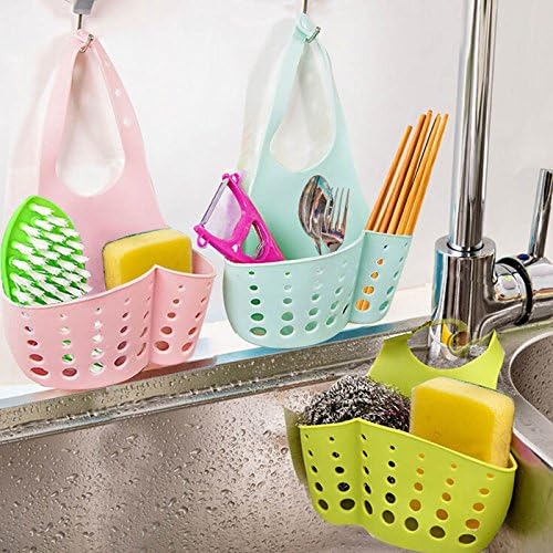 21164.5CM Kitchen Sink Shelf Rack Faucet Basket Storage Sponge Holder Bathroom Accessories Organizer Hanger Bag ( Color : Pink )