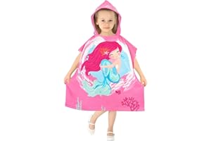 HUANLANG Kids Hooded Beach Towel for Boys Girls,Bath Pool Beach Poncho Towels Super Soft & Absorbent Cotton Towel Childrens Mermaid Beach Towels for Toddler 0-7 Years Old