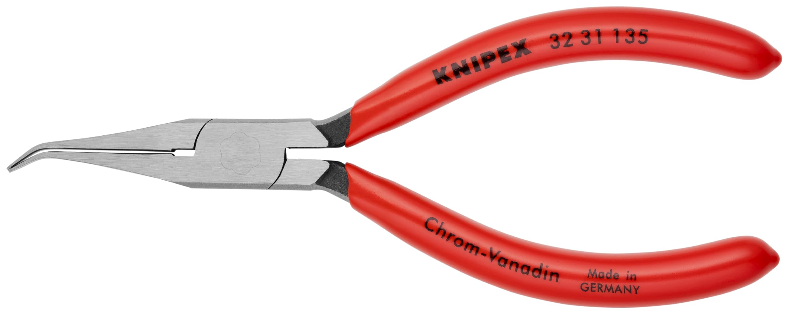 KNIPEX Tools - Long Nose Relay Adjusting Pliers, Flat Tips, 40 Degree Angled (3231135)