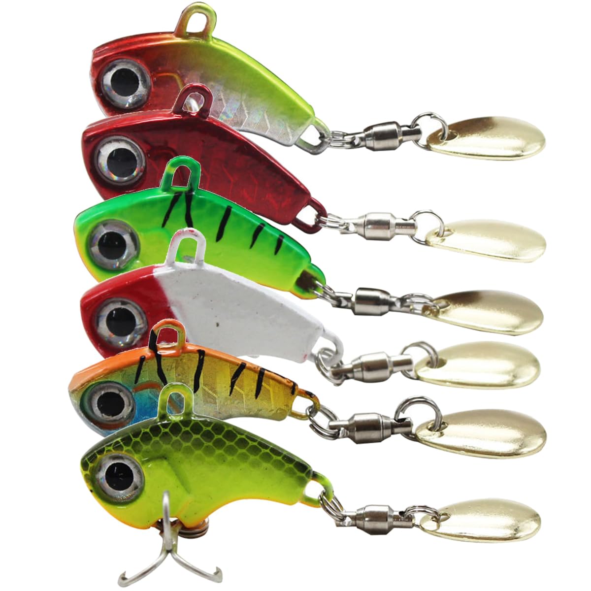Hard Fishing Lures Set - 6 Pieces VIB 7g Spinner Swimbait with Treble Hook, Vibrating Jigging Wobblers Wobblers Crankbaits for Trout Perch Pike Freshwater Sea Fishing