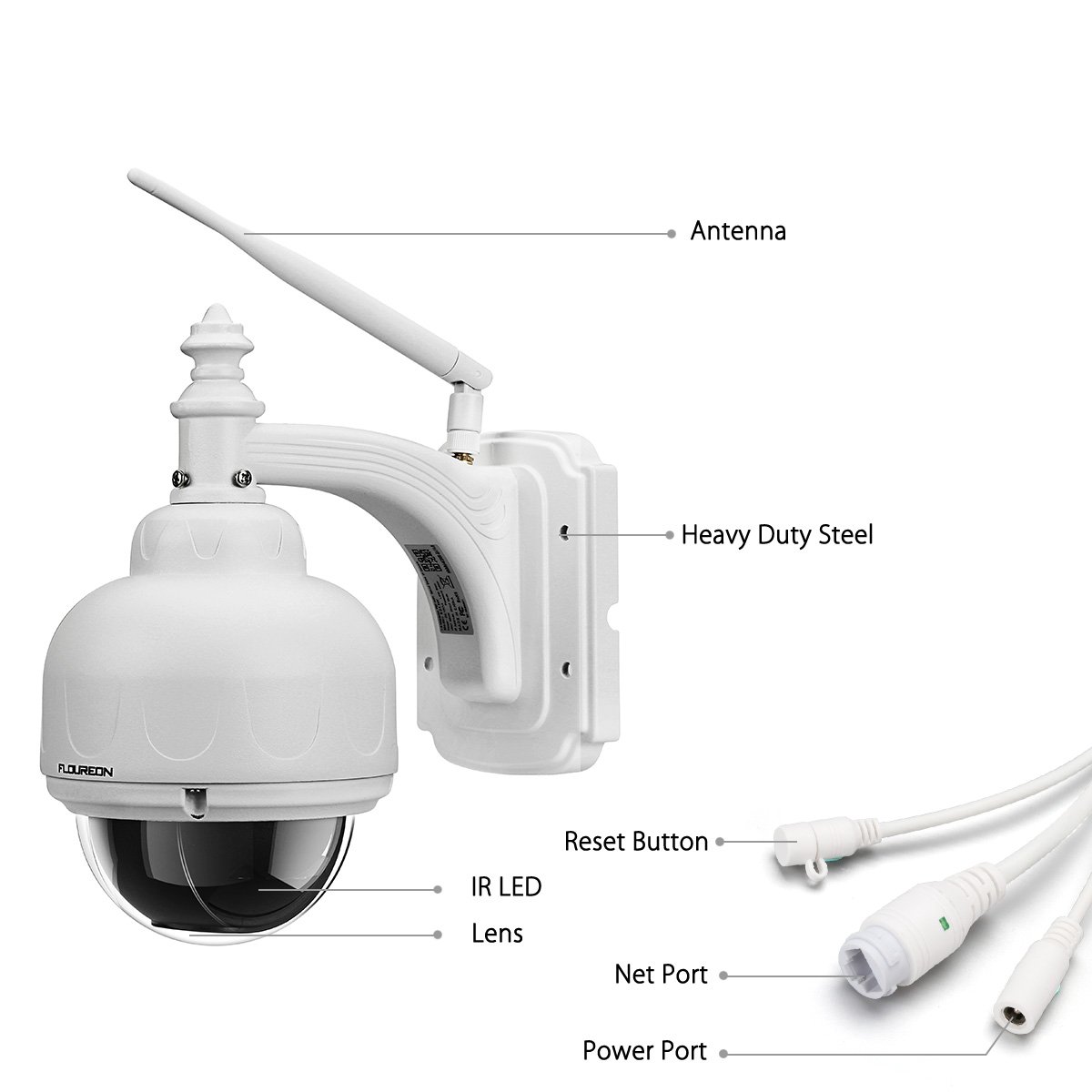 FLOUREON WIFI IP Camera 960P Wireless HD H.264 Waterproof CCTV Security PT Camera with Built-in Mic 355°Pan/ 90°Tilt, Alarm Recording, Night Vision, Micro SD Card Slot