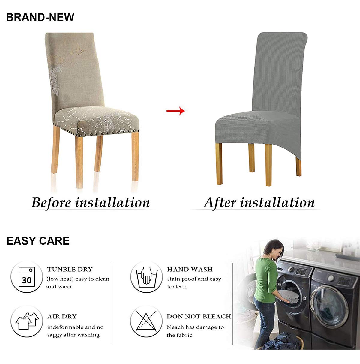 Dining Chair Covers Stretch High Back Chair Slipcover Removable