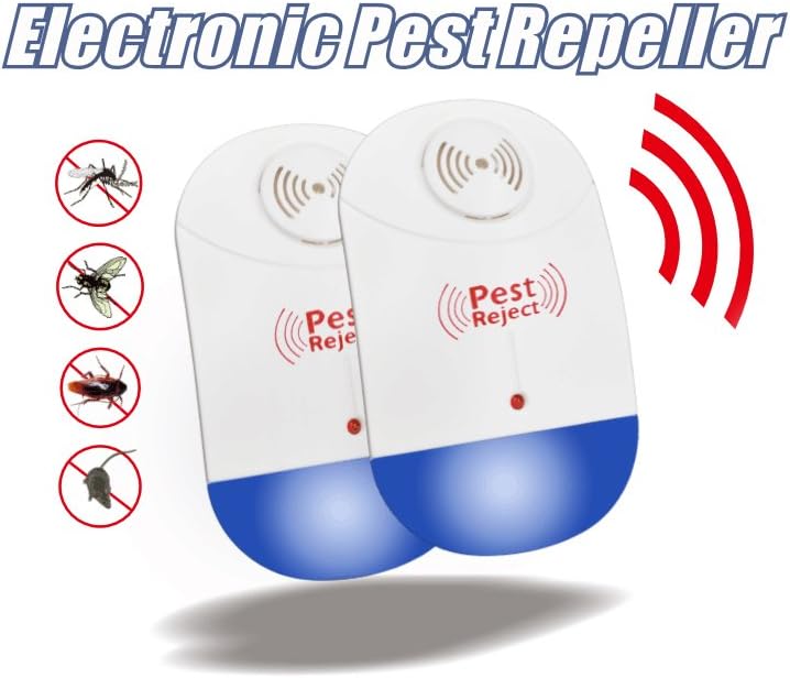 2 Pack Ultrasonic Pest Repeller Plug in Electronic Pest Control Repellent with Night Light for Bed Bugs,Spiders,Ants,Mosquito,Mice,Flies,Lizards,Roaches