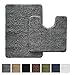 Gorilla Grip Original Shaggy Chenille Bathroom 2 Piece Rug Set Includes Mat Contoured for Toilet and 30 x 20 Carpet, Machine Wash/Dry, Perfect Plush Mats for Tub, Shower, and Bath Room (Gray)