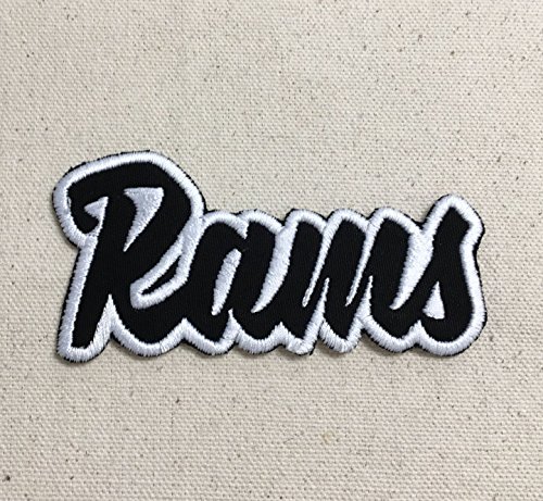 Rams - Black/White - Team Mascot - Words/Names - Iron on Applique/Embroidered Patch