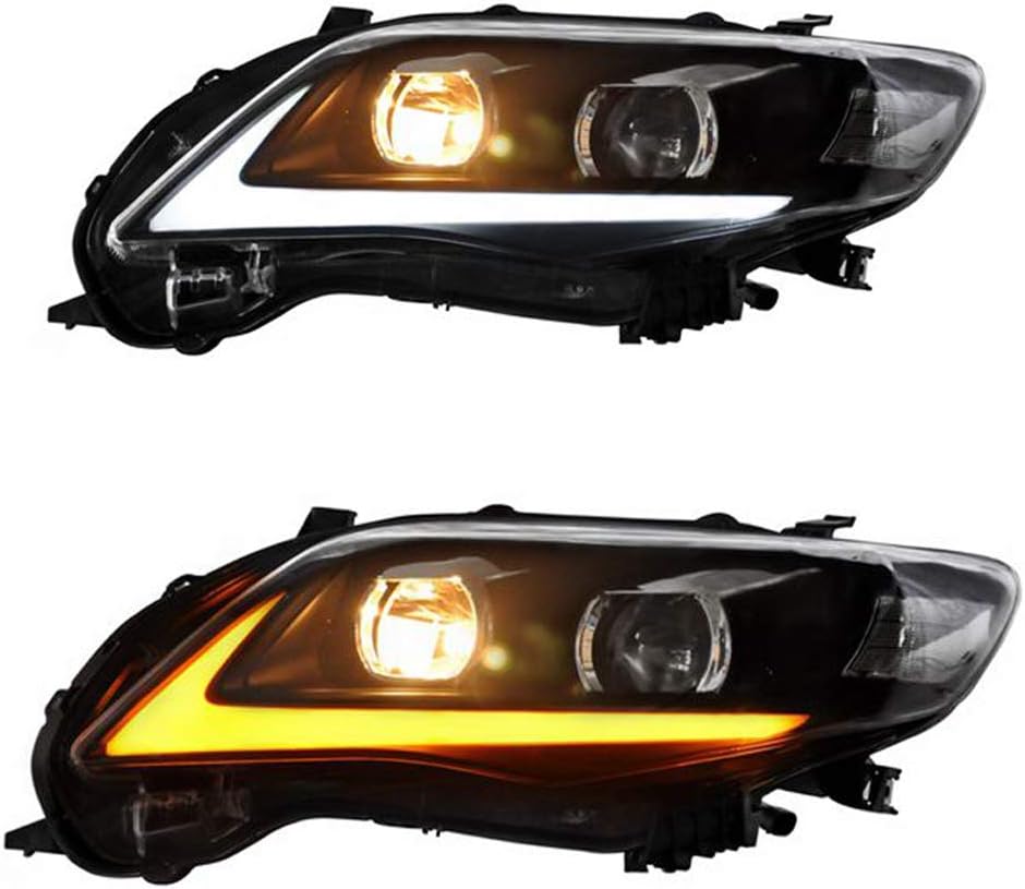 XDDXIAO 2X Headlights Headlight Illumination with Turn Signal + DRL Headlights for Corolla 2011 2012 2013 / Color Temperature of 6000K / Light Source 5600,Black