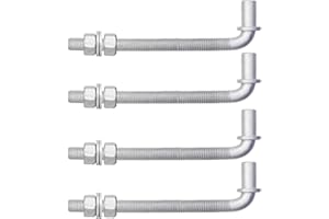 ADLMPW [Pack of 4] 8" J-Bolt Chain Link Fence Gate Hinge, Galvanized Steel J-Bolt Post Hinge with 5/8" Male Hinge Pin, Nuts & Washers Included.