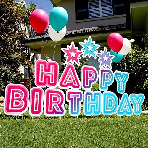 Yardlio Happy Birthday Yard Sign Set 3in1 Stacking Birthday Lawn
